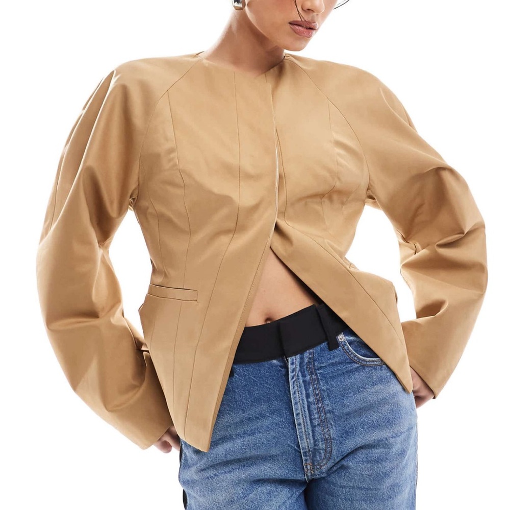 ASOS Tan Blazer with Belted Detail - Picture 2 of 5